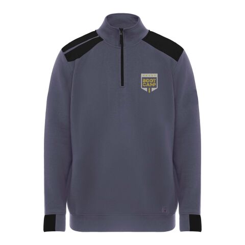 Werbeartikel Maverick Pullover für Herren mit halbem Reißverschluss, 280 g/m2 – Lead-schwarz – L – mit Logo bedruckt