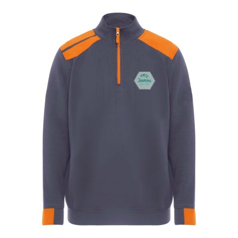 Werbeartikel Maverick Pullover für Herren mit halbem Reißverschluss, 280 g/m2 – Lead-orange – 3XL – mit Logo bedruckt