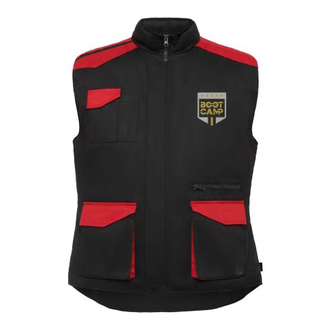 Werbeartikel Armada Arbeitsweste mit mehreren Taschen – schwarz-rot – 3XL – mit Logo bedruckt
