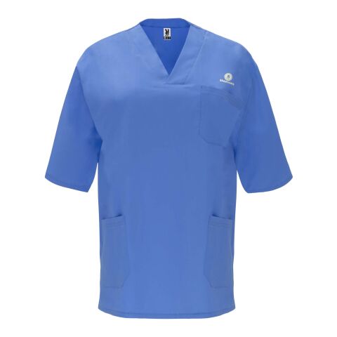 Werbeartikel Panacea Kurzärmeliges Arbeitshemd, 160 g/m2, unisex – lab blau – M – mit Logo bedruckt