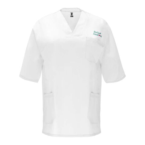 Werbeartikel Panacea Kurzärmeliges Arbeitshemd, 160 g/m2, unisex – weiss – M – mit Logo bedruckt