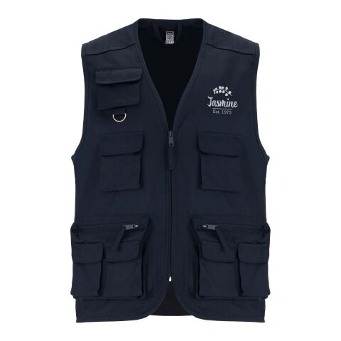 Werbeartikel Venera Arbeitsweste mit V-Ausschnitt und mehreren Taschen, 200 g/m2 – Navy Blue – 2XL – mit Logo bedruckt