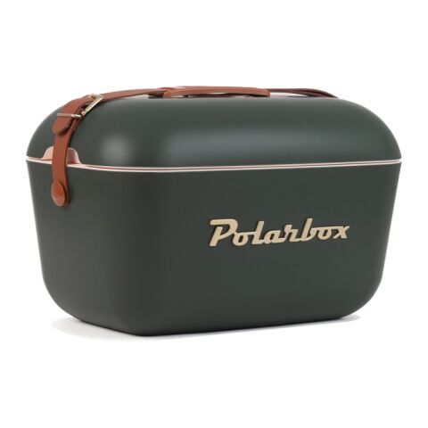 Werbeartikel Polarbox Original Medium 12L Vintage Kühlbox – grün – mit Logo bedruckt