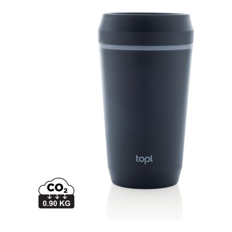 Werbeartikel Topl Cup 354 ml Coffee-to-go Mehrwegbecher aus RCS Recycling-Kunststoff mit 360°-Deckel leicht – navy blau – mit Logo bedruckt