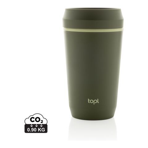 Werbeartikel Topl Cup 354 ml Coffee-to-go Mehrwegbecher aus RCS Recycling-Kunststoff mit 360°-Deckel leicht – grün – mit Logo bedruckt