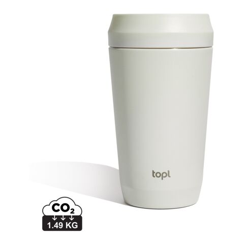 Werbeartikel Topl Cup 354 ml Coffee-to-go Thermobecher aus RCS Recycling-Stahl vakuumisoliert mit 360°-Deckel – braun – mit Logo bedruckt