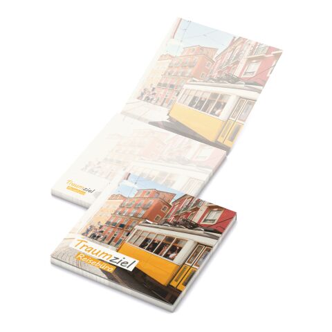 Nachhaltiger Werbeartikel Haftnotizblock Cover Karton RECYCLING Format mittel Naturkarton-Umschlag – 72 × 72 mm – mit Logo bedruckt