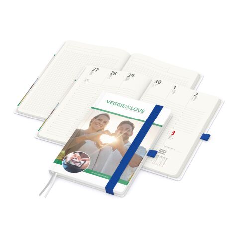 Firmengeschenk Notizbuch Match-Hybrid – mittelblau – mit individuellem Werbedruck 100% Recyclingpapier A5 148x210mm nachhaltiges Journal