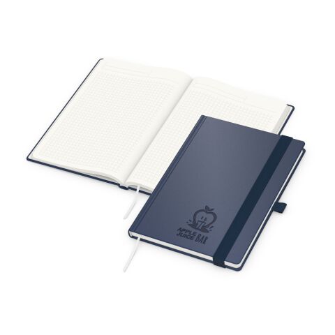 Notizbuch Organic-Book Recycling-Inhaltspapier Apfelleder-Hardcover farbig A5 marineblau | Blindprägung inkl. | Winkelkaro