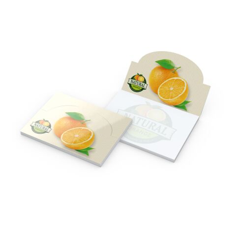 Haftnotizblock Cover Pop-Up Aufsteller formgestanzt Karton-Umschlag 100 × 72 mm | 4C-Quality | ohne Werbeanbringung | großer Halbkreis mittig