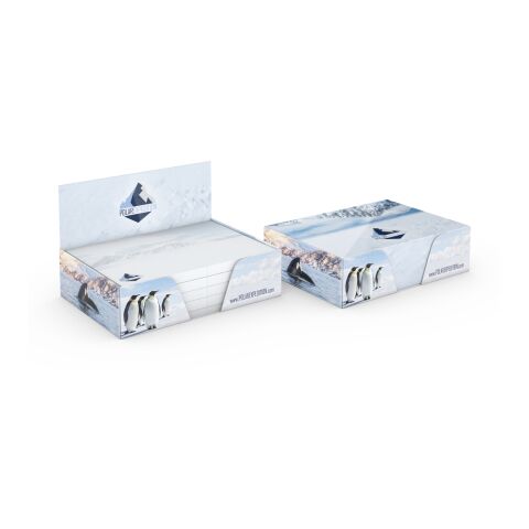 Werbeartikel Haftnotizen Pop-Up-Box – weiß – mit Logo bedruckt 100 × 72 mm Schreibtisch Bürobedarf