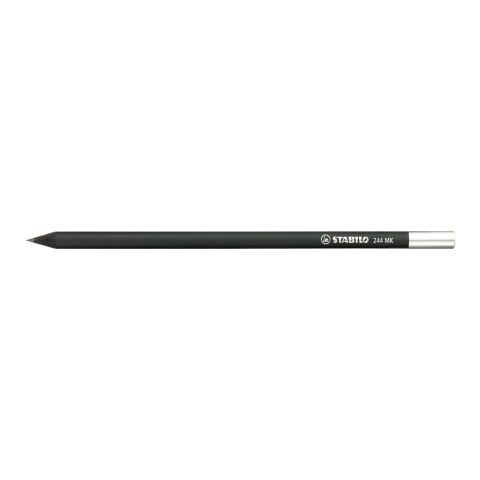 STABILO Grafitstift schwarz durchgefärbt mit Metallkapsel schwarz/silber | ohne Werbeanbringung