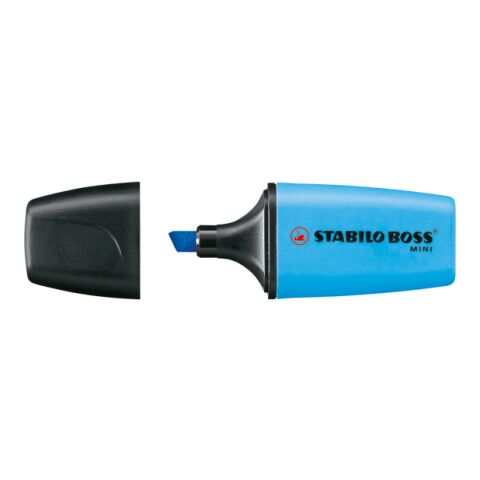 Werbeartikel STABILO BOSS MINI Leuchtmarkierer – blau – mit Logo bedruckt