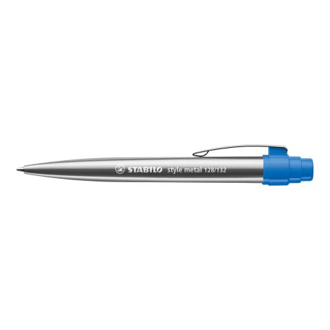 Werbeartikel STABILO style metal Kugelschreiber – silber/blau – mit Logo bedruckt