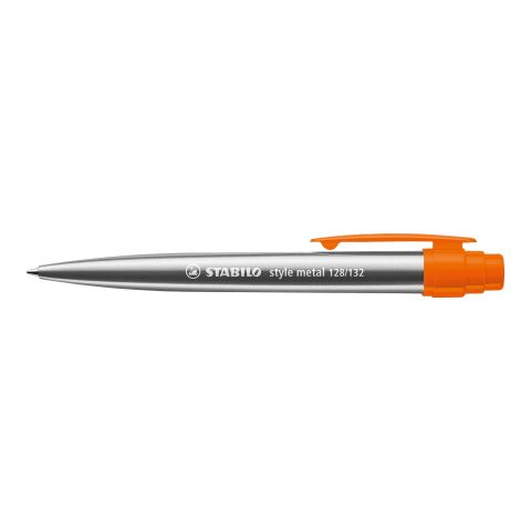 Werbeartikel STABILO style metal Kugelschreiber – silber/orange – mit Logo bedruckt