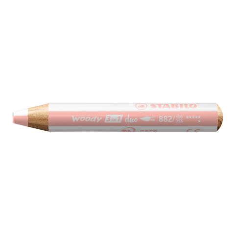 STABILO woody duo Farbstift weiß/rosa | Siebdruck