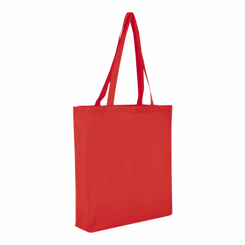 Werbeartikel TEXXILLA Baumwolltasche CLASSIC mit zwei langen Henkeln, Boden- und Seitenfalte, ca. 140g/m² – rot – mit Logo bedruckt