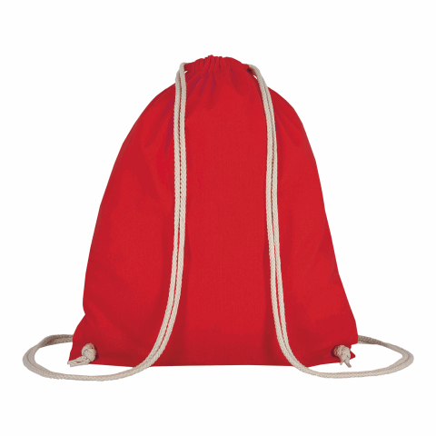 Werbeartikel TEXXILLA Turnbeutel, ca. 140 g/m² – rot – mit Logo bedruckt