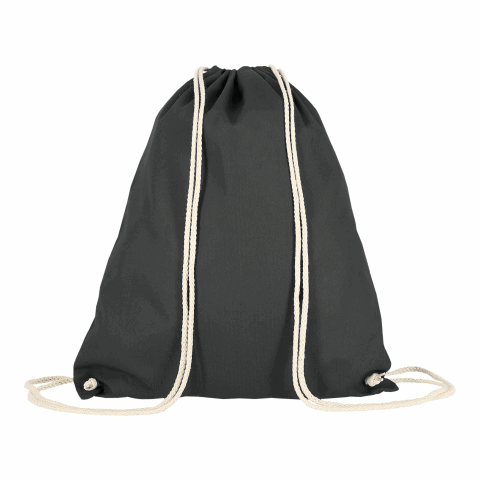 Giveaway Turnbeutel TEXXILLA – anthrazit – mit Logodruck 38x46 cm aus Baumwolle als praktischer Sportbeutel für Festivals & Events