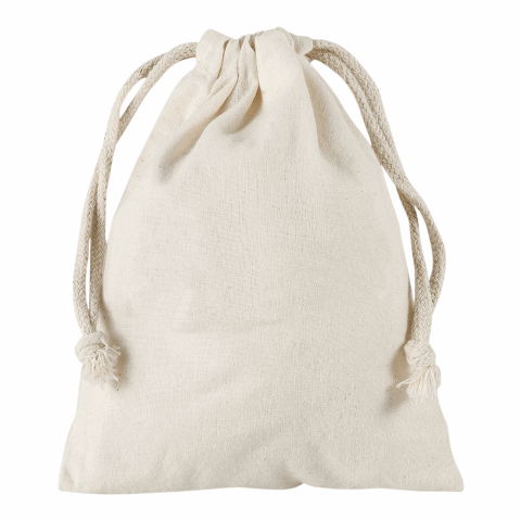 TEXXILLA Zuziehbeutel aus Baumwolle, 10 x 14 cm, ca. 140 g/m² beige | ohne Werbeanbringung | ohne Werbeanbringung