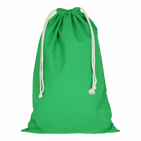 Werbeartikel TEXXILLA Zuziehbeutel aus Baumwolle, 50 x 75 cm, ca. 140 g/m² – grün – mit Logo bedruckt