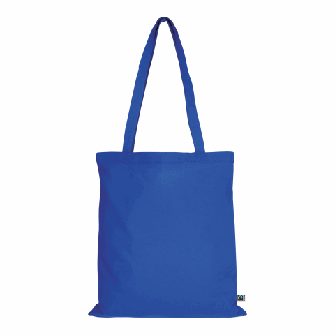 Werbeartikel TEXXILLA Tasche aus Fairtrade-zertifizierter Baumwolle mit zwei langen Henkeln, ca. 140 g/m² – königsblau – Jutebeutel / Stoffbeutel /