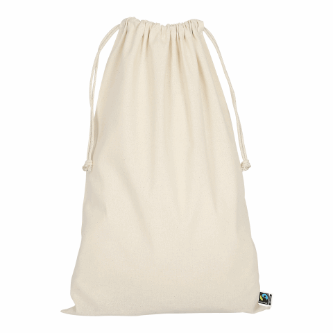 TEXXILLA Zuziehbeutel aus Fairtrade-zertifizierter Baumwolle, 30 x 45 cm, ca. 140 g/m² beige | ohne Werbeanbringung | ohne Werbeanbringung
