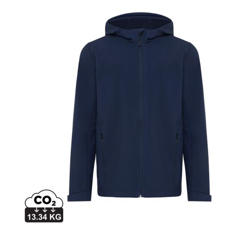 Werbeartikel IQONIQ Makalu Herren Softshelljacke aus recyceltem Polyester | navy blau | mit Logo bedrucken