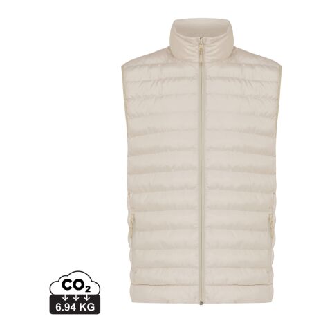 Werbeartikel IQONIQ Meru Herren Bodywarmer aus recyceltem Polyester – beige – M – mit Logo bedruckt
