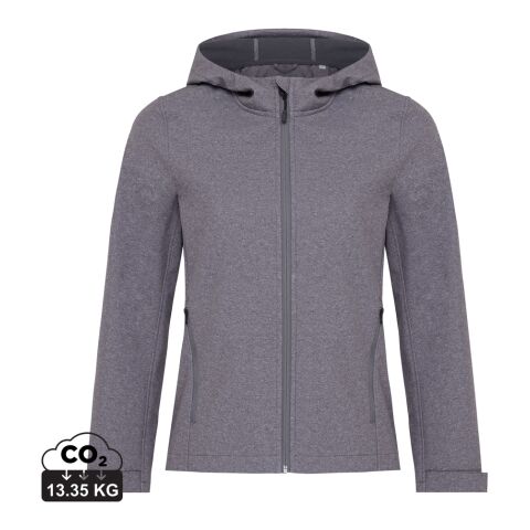 Werbeartikel Iqoniq Makalu Damen Softshelljacke aus recyceltem Polyester – vulkangrau meliert – XXL – mit Logo bedruckt