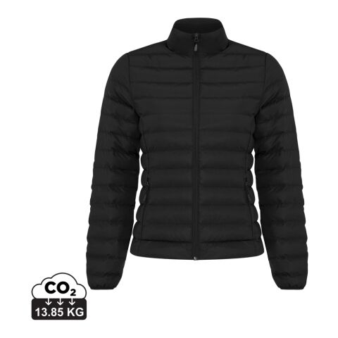 Werbeartikel IQONIQ Maiko Damen Steppjacke aus recyceltem Polyester – schwarz – XXS – mit Logo bedruckt