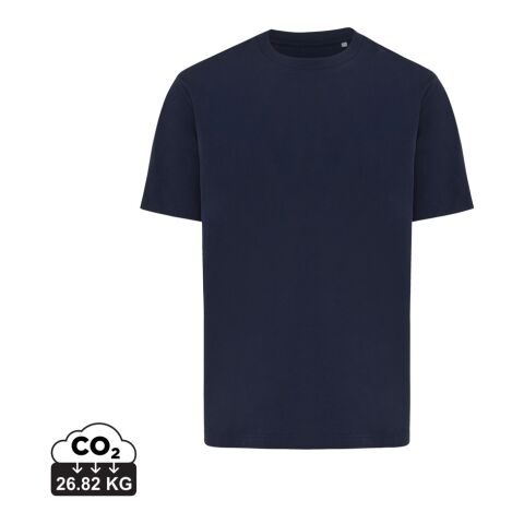 Werbeartikel IQONIQ Nikko Heavyweight T-Shirt aus recycelter Baumwolle | navy blau | mit Logo bedrucken