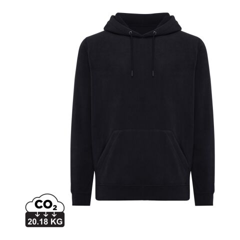 Werbeartikel Iqoniq Trivor Mikrofleece-Kapuzen-Pulli aus recyc. Polyester – schwarz – 5XL – mit Logo bedruckt