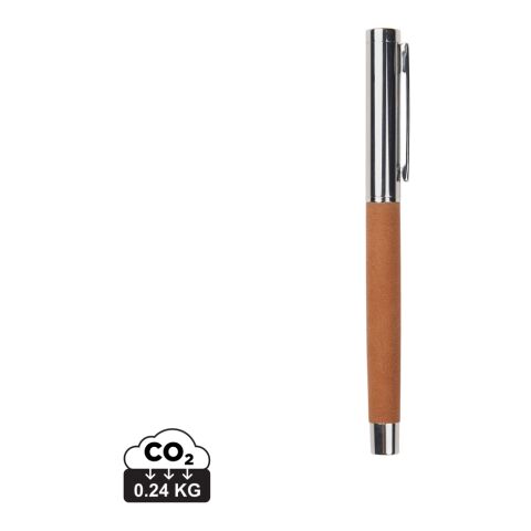 Werbeartikel VINGA Bosler Stift aus RCS recyceltem Stainless-Steel – braun – mit Logo bedruckt