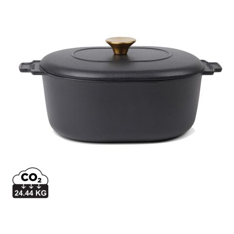Mitarbeitergeschenk Kokotte VINGA Monte Heritage – schwarz – mit Logodruck 4 L Gusseisen als robuster Bräter für Gastronomie & Profiköche
