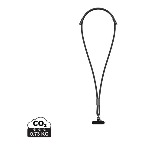 Werbeartikel VINGA Baltimore Ladekabel – schwarz – mit Logo bedruckt, nachhaltiges 160cm USB-C auf USB-C Lanyard für Events