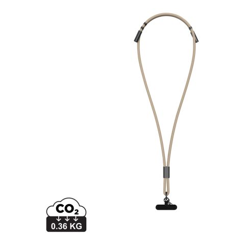 Werbeartikel VINGA Baltimore RCS Ladekabel/Lanyard – greige – mit Logo bedruckt