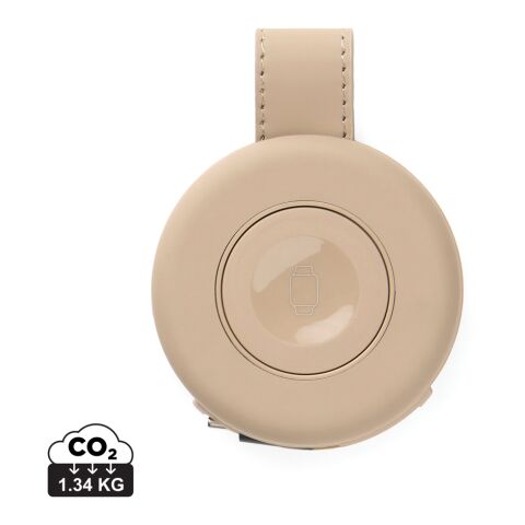 Werbeartikel VINGA Baltimore 2-in-1 kabelloser 15W RCS Travel Charger – greige – mit Logo bedruckt