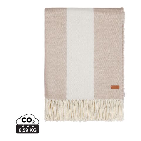 Mitarbeitergeschenk VINGA Tella Aware Kuscheldecke – beige – bestickt nachhaltiges 130x170cm recyceltes Material für Firmenevents