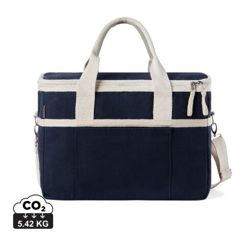 Werbeartikel VINGA Volonne AWARE Kühlkorb aus recyceltem Canvas | blau-off white | mit Logo bedrucken