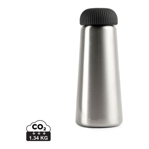 Werbeartikel Edelstahl Vakuum Trinkflasche 450 ml VINGA Erie RCS recycelt doppelwandig BPA-frei FSC Geschenkbox – silber – mit Logo bedruckt