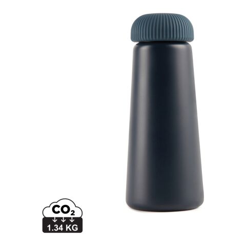 Werbeartikel Edelstahl Vakuum Trinkflasche 450 ml VINGA Erie RCS recycelt doppelwandig BPA-frei FSC Geschenkbox – blau – mit Logo bedruckt