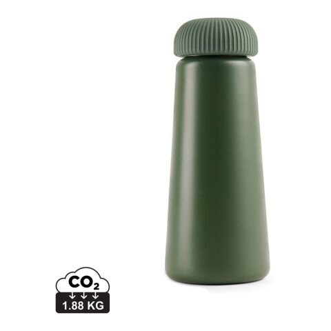 Werbeartikel Edelstahl Vakuum Trinkflasche 450 ml VINGA Erie RCS recycelt doppelwandig BPA-frei FSC Geschenkbox – grün – mit Logo bedruckt
