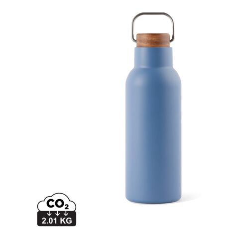 Kundengeschenk VINGA Ciro Vakuumflasche – blau – mit Gravur 580ml nachhaltig vakuumisoliert doppelwandig für Mitarbeiter-Onboarding