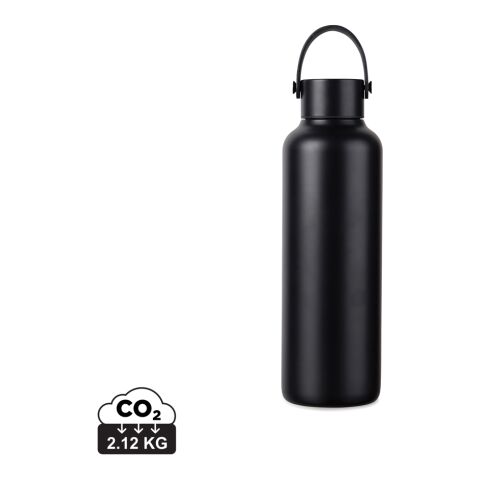 Werbeartikel VINGA Baltimore RCS recyc. Edelstahlflasche 600ml – schwarz – mit Logo bedruckt
