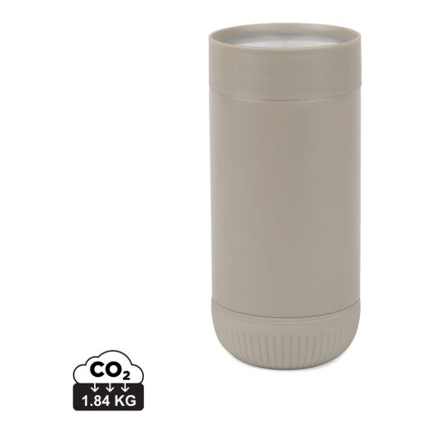 Werbeartikel 350 ml VINGA Erie Kaffeebecher aus RCS-Recycling-Edelstahl, auslaufsicher mit Klick-Deckel & FSC-Geschenkbox – braun-braun – mit Logo