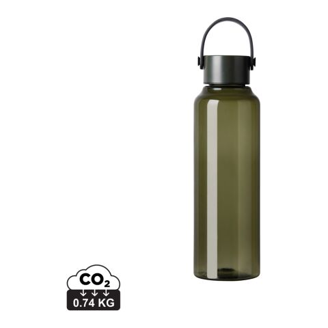 Werbeartikel RPET Trinkflasche 550 ml VINGA Baltimore RCS recycelt Edelstahl-Deckel PU-Griff BPA-frei nur Kaltgetränke – grau – mit Logo bedruckt