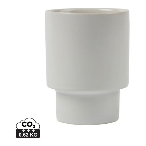 Werbeartikel VINGA Nagano 250 ml Kaffeetasse skandinavisches Design aus recyceltem Ton stapelbar & handlich – weiß – mit Logo bedruckt