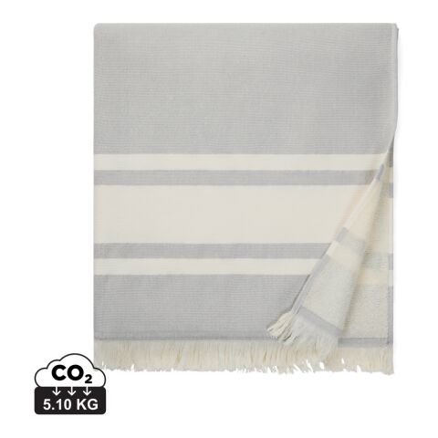 Mitarbeitergeschenk VINGA Tolo Strandhandtuch – grau-off white – bestickt 180x80 cm saugfähig schnelltrocknend für Pool und Strand