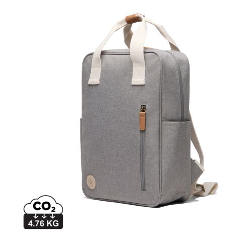 Mitarbeitergeschenk Rucksack VINGA Sortino – grau – mit Logo bedruckt, nachhaltiger komfortabler Backpack für das Mitarbeiter-Onboarding